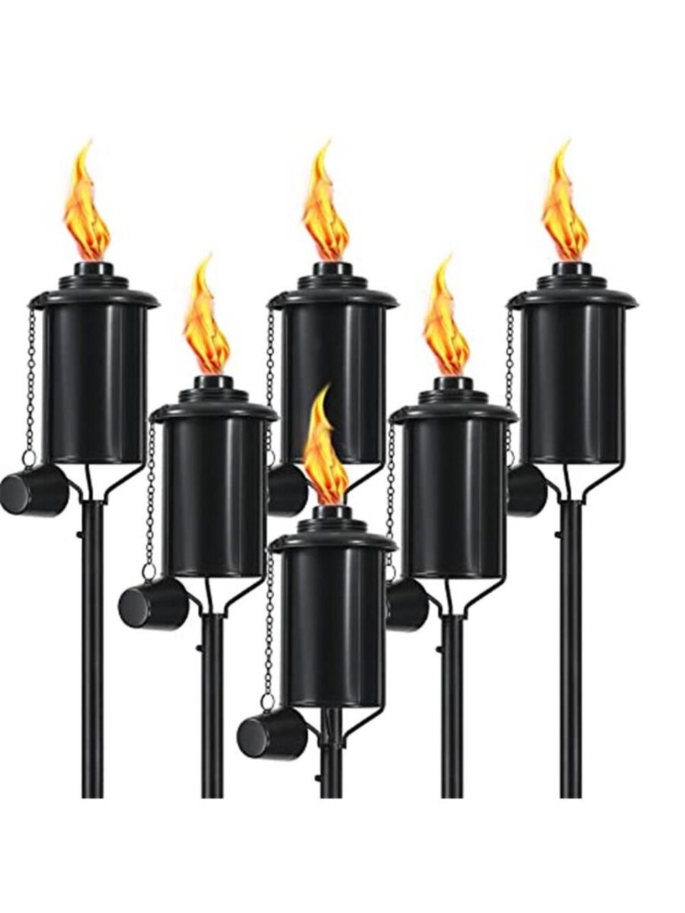 6 Pack Metal Citronella Torches, Torches Garden for Outside 60 inch Flickering
